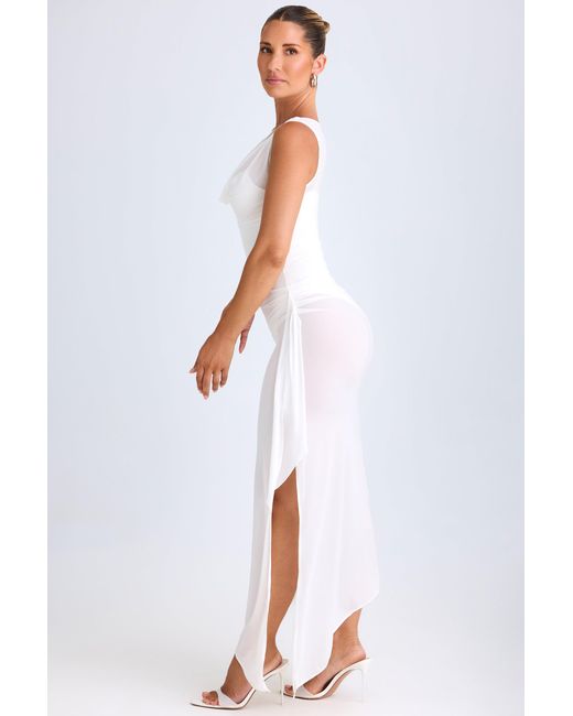 Oh Polly White Ruffle-Trim Cowl-Neck Midaxi Dress