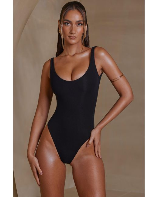 Oh Polly Black Scoop Neck Bodysuit