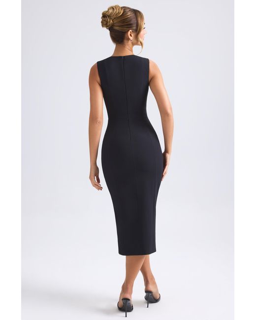 Oh Polly Black Sweetheart-Neck Midaxi Dress
