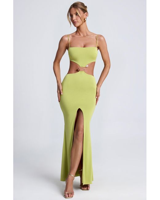 Oh Polly Green Hardware Detail Cut-Out Maxi Dress