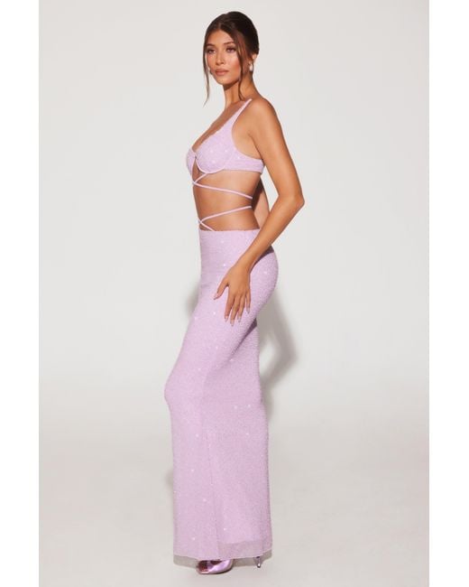Oh Polly Purple Embellished Strappy Maxi Skirt
