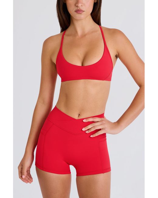 BO+TEE Red Soft Active Pocket V-Waist Mini Shorts