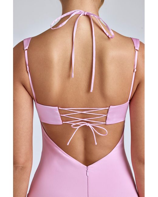 Oh Polly Pink Cowl-Neck A-Line Mini Dress