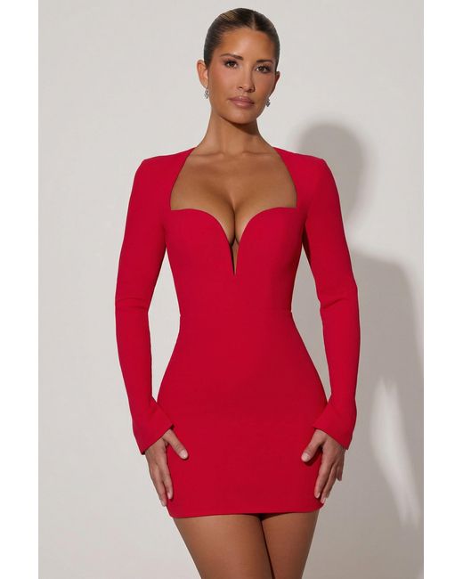 Oh Polly Red Cut-Out Heart-Detail Bodycon Mini Dress