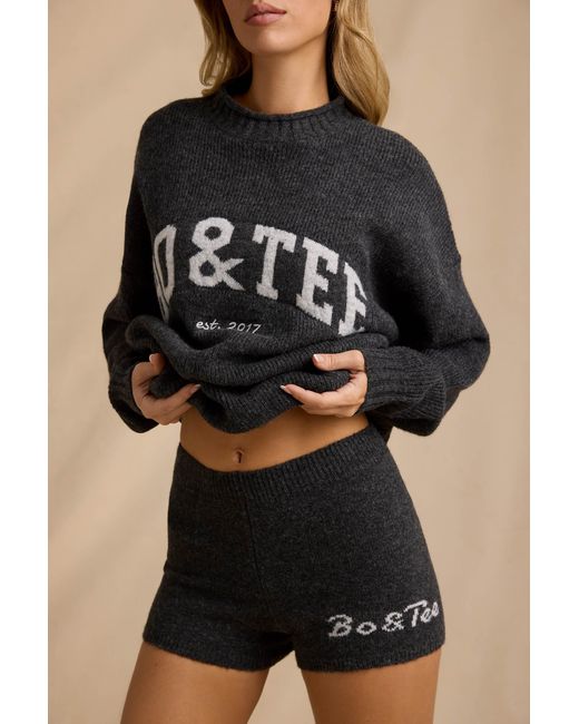 BO+TEE Gray Mid-Rise Knit Mini Shorts