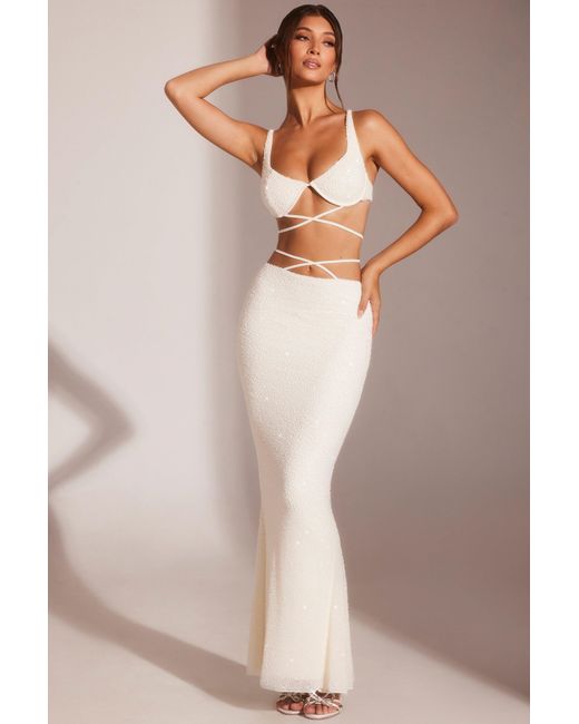 Oh Polly White Embellished Underwired Strappy Crop Top