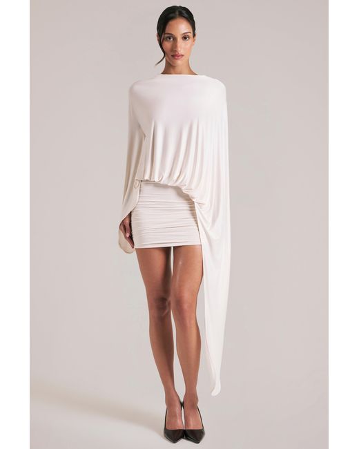 Oh Polly White Draped Cape Mini Dress