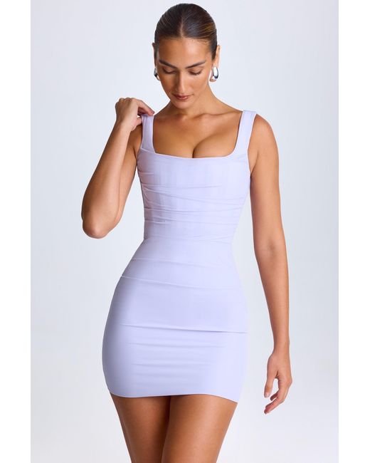 Oh Polly Purple Draped Structured Corset Mini Dress