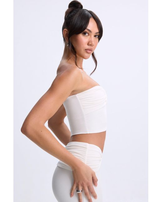 Oh Polly White Modal Twist-Front Bandeau Top