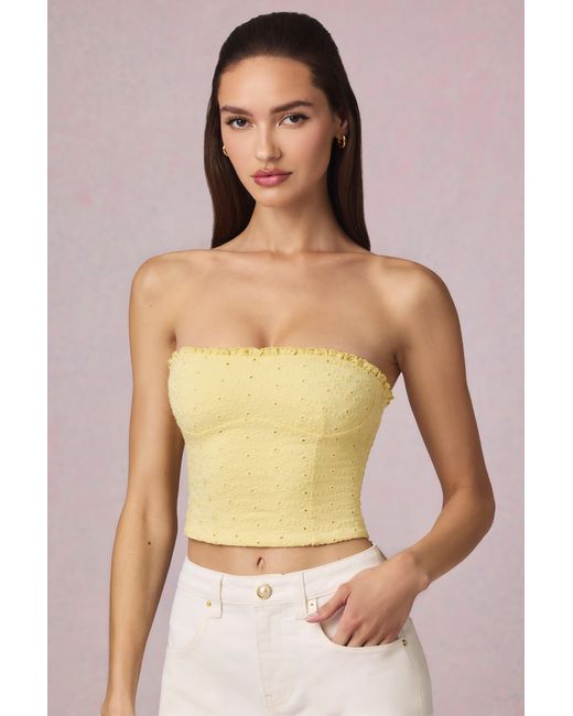 Oh Polly Yellow Modal Broderie Anglaise Camisole Top