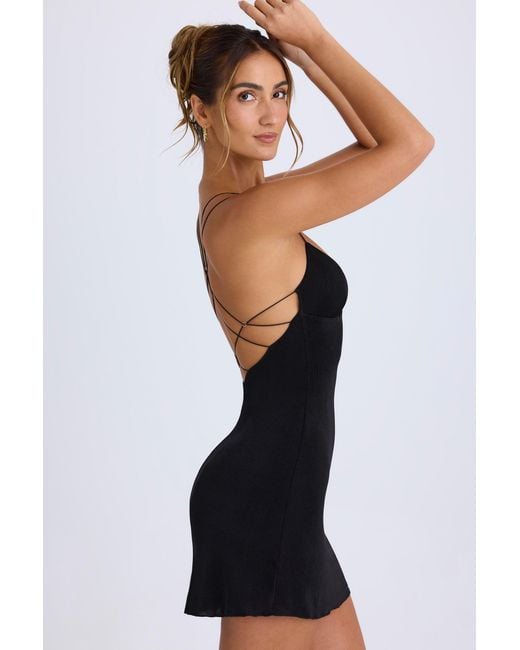 Oh Polly Black Strap-Detail Halterneck Mini Dress