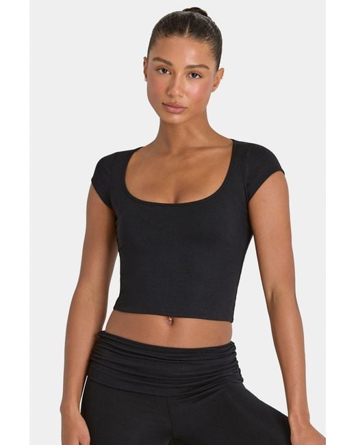 BO+TEE Black Buttercloud Crop Top