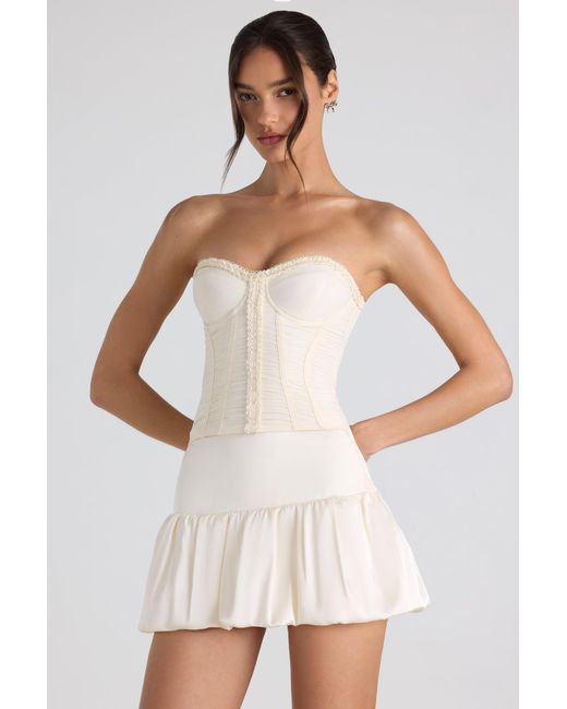Oh Polly White Bubble Hem Mid-Rise Micro Mini Skirt