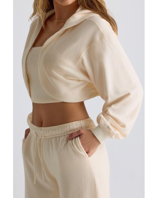 BO+TEE White Brushed Jersey Hooded Cropped Shrug