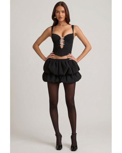 Oh Polly Black Layered Bubble Hem Mid-Rise Mini Skirt