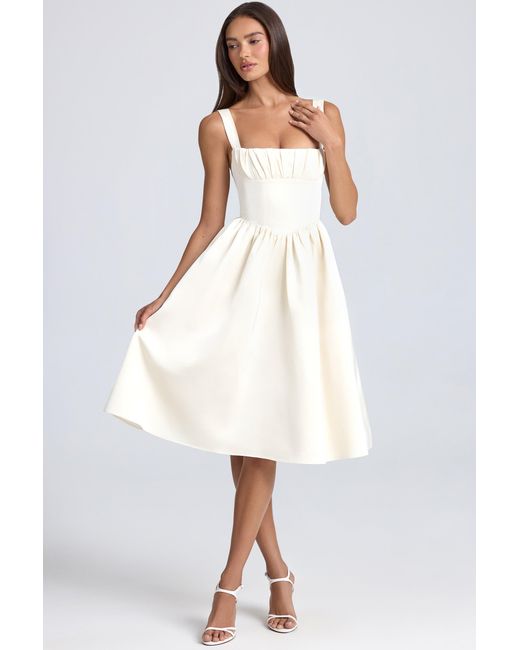 Oh Polly White Draped Corset Midaxi Dress