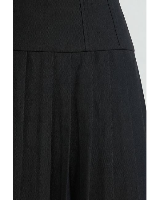 Oh Polly Black Brushed Twill Drop Waist Kilt Mini Dress