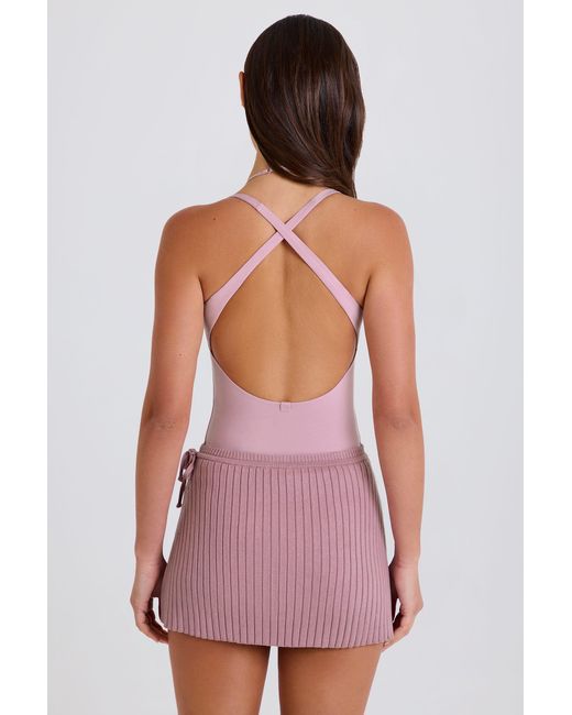 BO+TEE Pink Ribbed Knit Tie Wrapover Skort