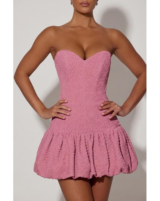 Oh Polly Pink Cut-Out Bubble Hem Corset Mini Dress