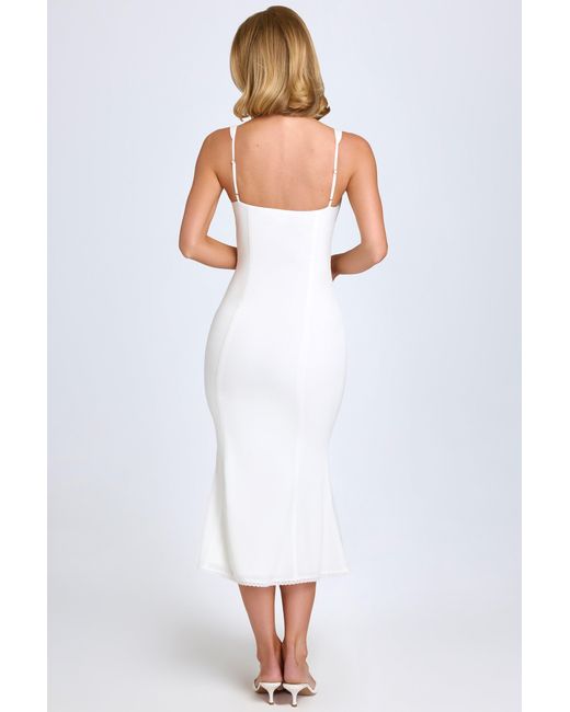 Oh Polly White Lace-Trim Midaxi Dress