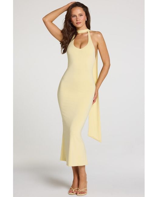 Oh Polly Yellow Modal Halterneck Midaxi Dress