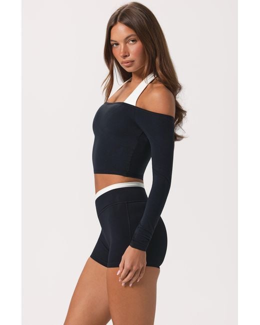 BO+TEE Black Soft Jersey Off-Shoulder Top