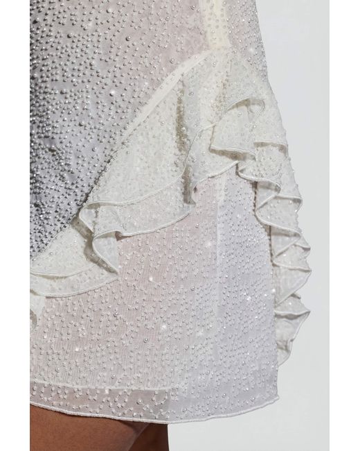 Oh Polly White Embellished Frill Mini Dress