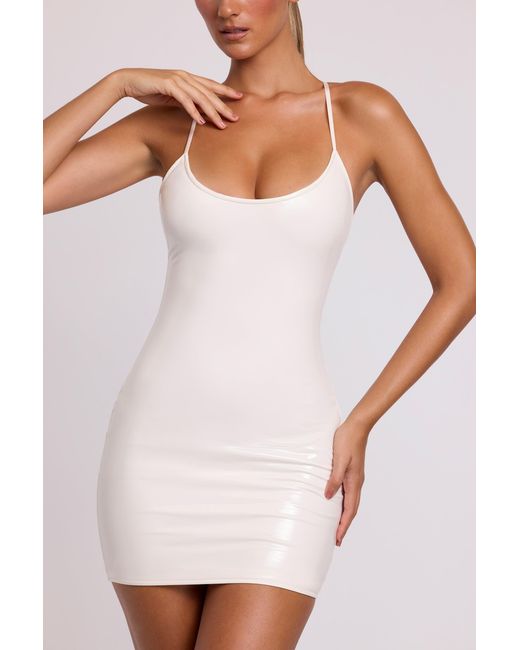 Oh Polly White Vinyl Tie Back Scoop Neck Mini Dress