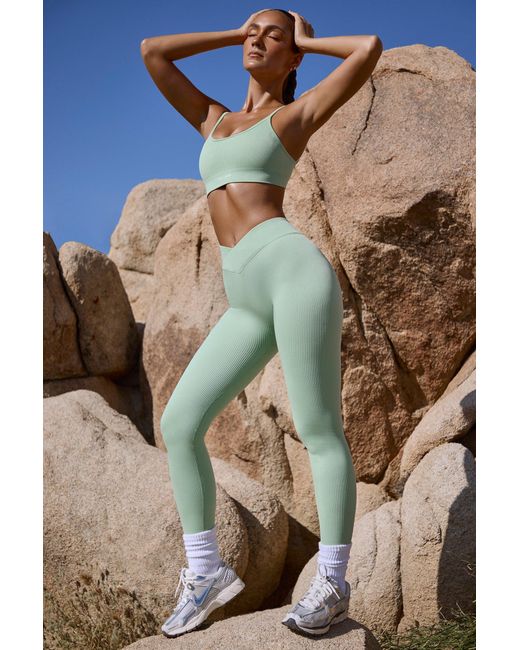 BO+TEE Green High Waist Flexirib Leggings
