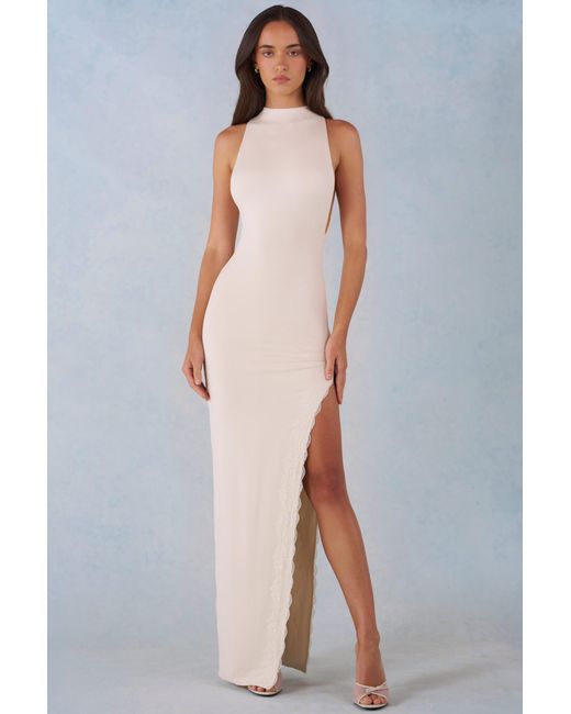 Oh Polly White Modal Halterneck Maxi Dress