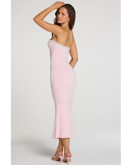 Oh Polly Pink Modal Lace-Trim Midaxi Dress