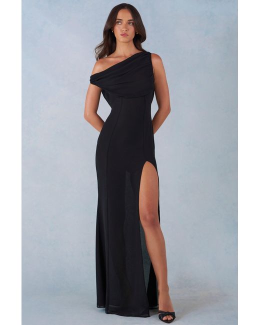 Oh Polly Black One-Shoulder Maxi Dress