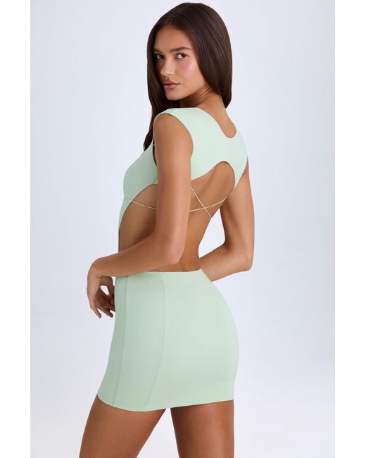 Oh Polly Green Cut-Out Lace-Up Mini Dress