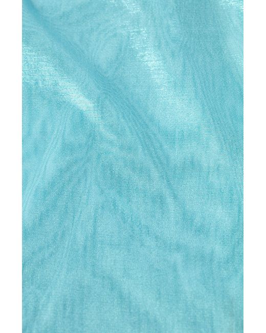 Oh Polly Blue Metallic Cut-Out Low-Rise Mini Skirt