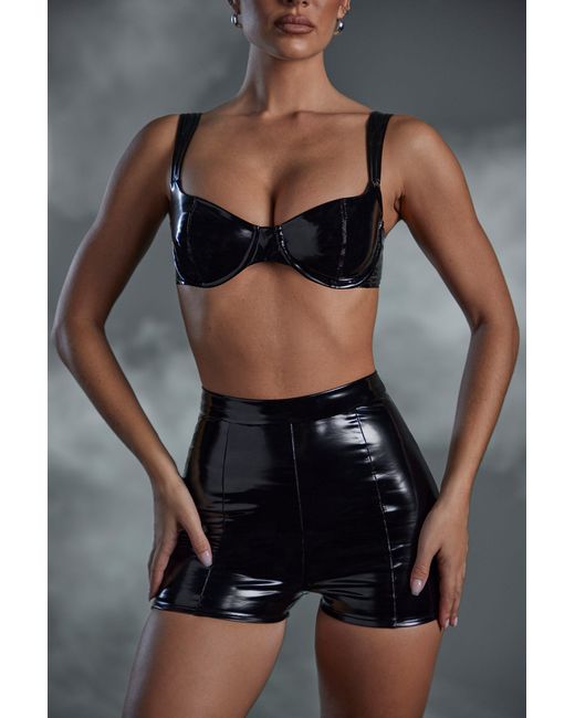 Oh Polly Black Vinyl Curved Cup Bra
