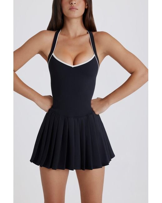 BO+TEE Black Soft Active Crossback Pleated Tennis Dress