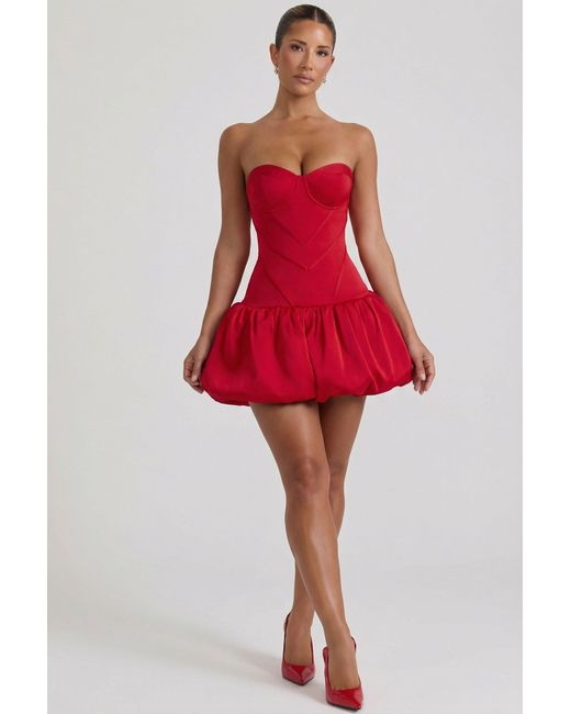Oh Polly Red Cut-Out Bubble Hem Corset Mini Dress