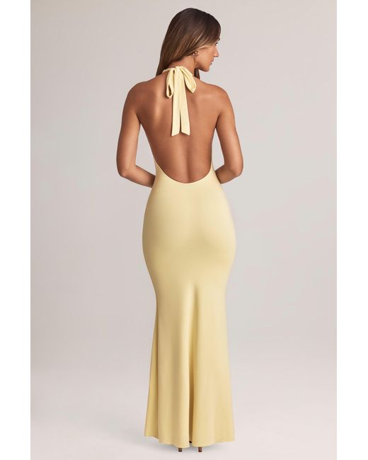 Oh Polly Natural Modal Halterneck Maxi Dress