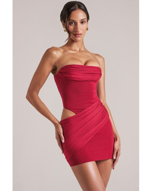 Oh Polly Red Bandeau Bodycon Mini Dress