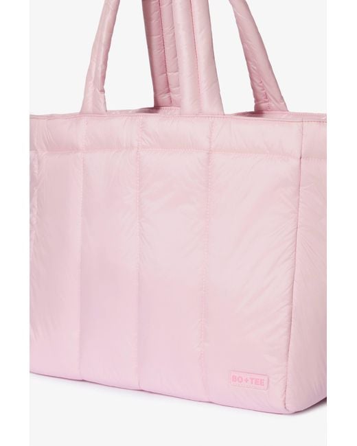 BO+TEE Pink Waterproof Puffer Tote Bag
