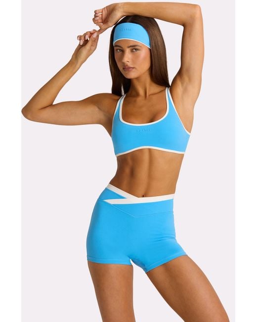 BO+TEE Blue Soft Active Wrap Waist Shorts
