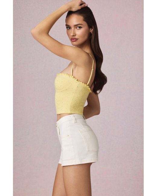 Oh Polly White High-Waist A-Line Shorts
