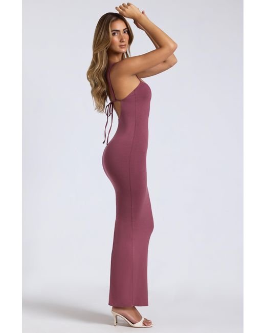Oh Polly Purple Modal Square-Neck Low Back Maxi Dress