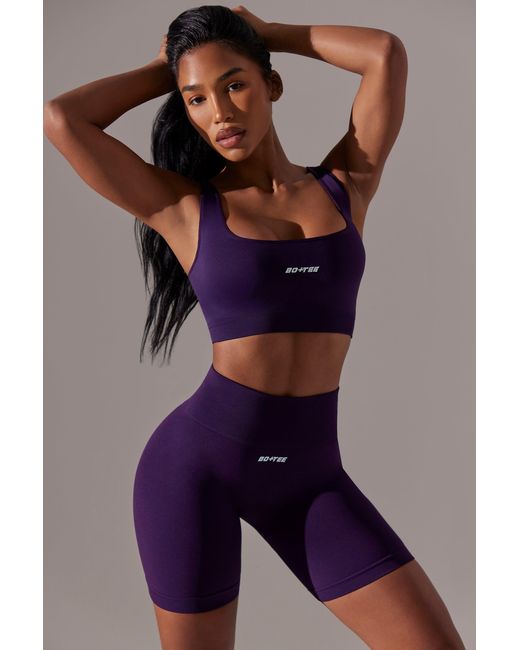 BO+TEE Purple High Waist Super Sculpt Biker Shorts