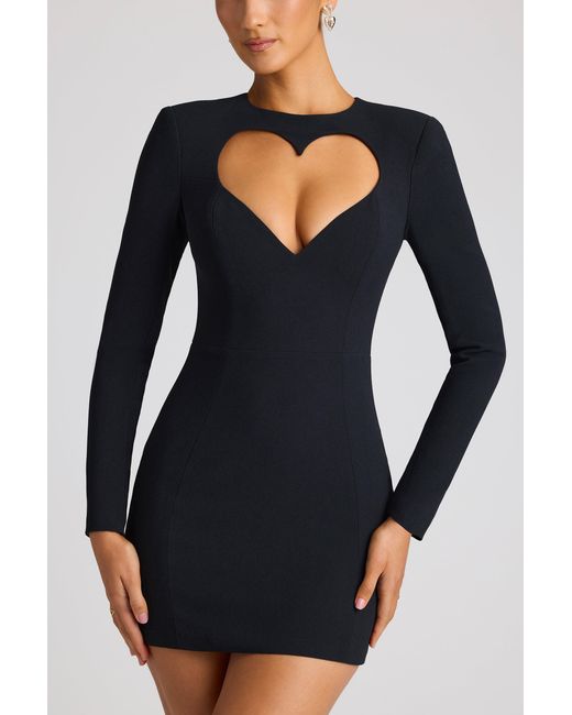 Oh Polly Black Heart Cut Out Long Sleeve Mini Dress