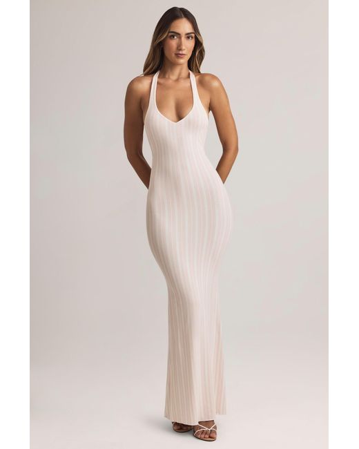 Oh Polly Multicolor Modal Halterneck Maxi Dress