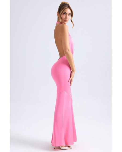 Oh Polly Pink Halterneck Fishtail Gown