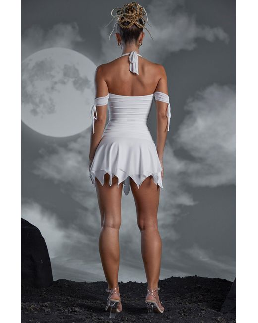 Oh Polly White Lace Up Halter Neck Mini Dress