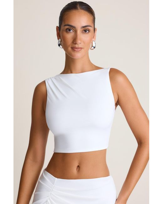Oh Polly White Draped Open-Back Tank Top