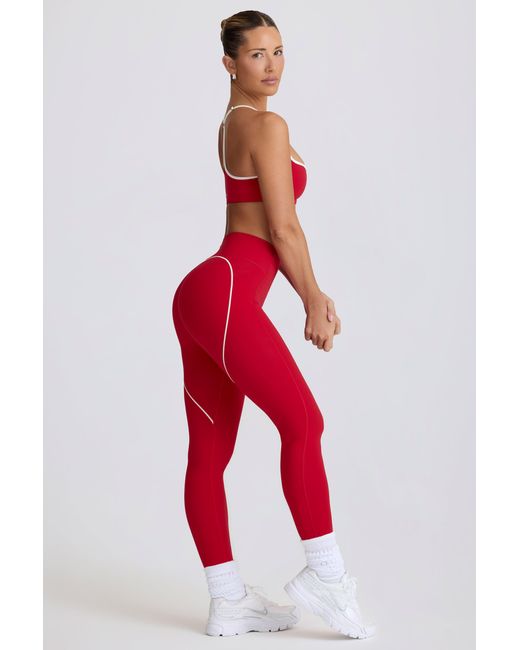 BO+TEE Red Soft Active Mid-Rise Leggings